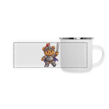 Teddybär Ritter - Panorama Emaille-Tasse - Weiß - Vorne