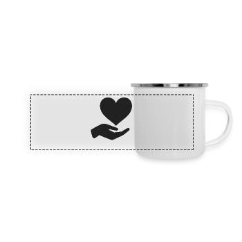 Heart in hand symbol of care - Panoramic Camper Mug - white - Front