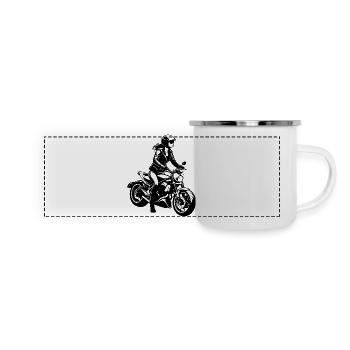 Biker Girl - Motorbike Design - Panorama Emaille-Tasse - Weiß - Vorne