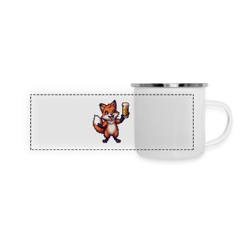Fuchs Pixel Bier - Panorama Emaille-Tasse - Weiß - Vorne