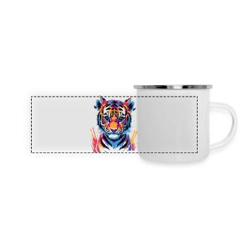 Bébé tigre coloré – Pop Art Motif animalier - Mug panoramique émaillé - blanc - Devant