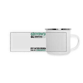 Gästebuch 66 Geburtstag Unterschreiben Kindersekt - Panorama Emaille-Tasse - Weiß - Vorne