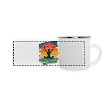 Yoga Namaste Meditation - Panorama Emaille-Tasse - Weiß - Vorne