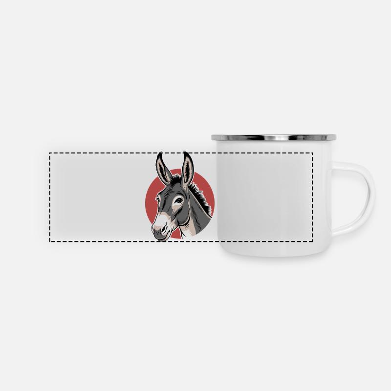 Âne Mule Cheval Ferme Élevage Fermier Mignon - Mug panoramique émaillé - blanc