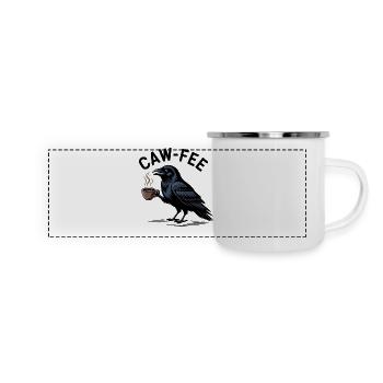 Cawfee Raven Coffee Gothic Bird Animal Funny Pun - Panoramic Camper Mug - white - Front