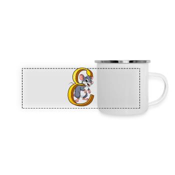 BUCHSTABE E - Panorama Emaille-Tasse - Weiß - Vorne