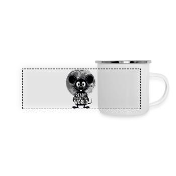 Bereit, die Welt zu erobern – Maus im Mondschein - Panorama Emaille-Tasse - Weiß - Vorne