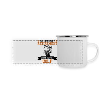 Golf Rentenplan Humor Golfspieler - Panorama Emaille-Tasse - Weiß - Vorne