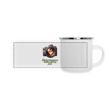 Liebeserklärung in Unschärfe - Panorama Emaille-Tasse - Weiß - Vorne