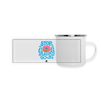 Stopp-Verglasung - Panorama Emaille-Tasse - Weiß - Vorne