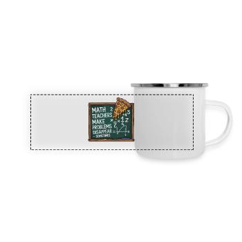 Lustiges Mathelehrer Design Pizza & Probleme lösen - Panorama Emaille-Tasse - Weiß - Vorne