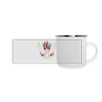 American - Flammender Adler - Panorama Emaille-Tasse - Weiß - Vorne