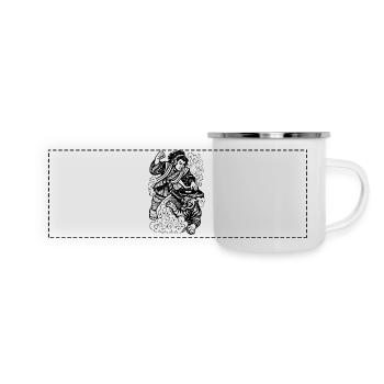 Tiger Shirt : Samurai mélange le rythme techno profond - Mug panoramique émaillé - blanc - Devant