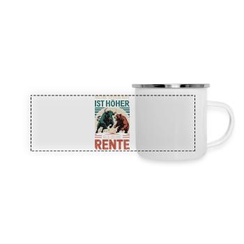 Aktien Rente Dividende Börse - Panorama Emaille-Tasse - Weiß - Vorne