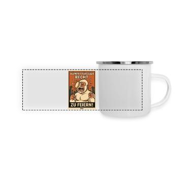 Yéti avec un gâteau sur le visage lors d’une fête - Mug panoramique émaillé - blanc - Devant