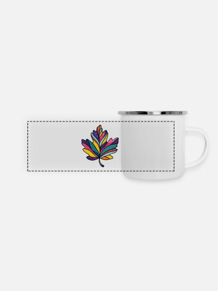 Ahorn Blatt Bunt - Panorama Emaille-Tasse - Weiß