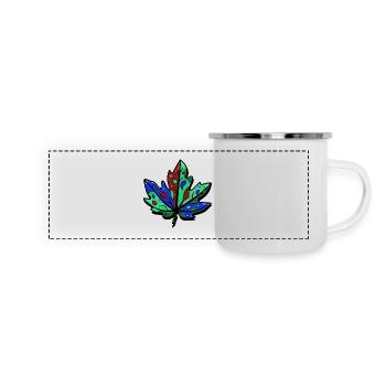 Blatt Herbst Bunt Ahorn - Panorama Emaille-Tasse - Weiß - Vorne