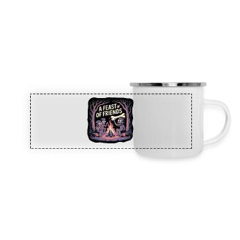 Campfire Night with Friends Illustration - Panoramic Camper Mug - white - Front