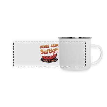 Saucisse grillée chaude mais juteuse au design amusant - Mug panoramique émaillé - blanc - Devant