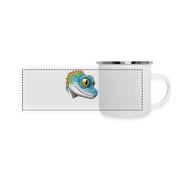 Conception de dessin animé Geko coloré - Mug panoramique émaillé - blanc - Devant