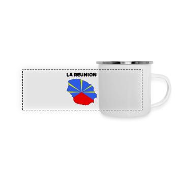 Reunion Island Map and Flag - Gift - Panoramic Camper Mug - white - Front