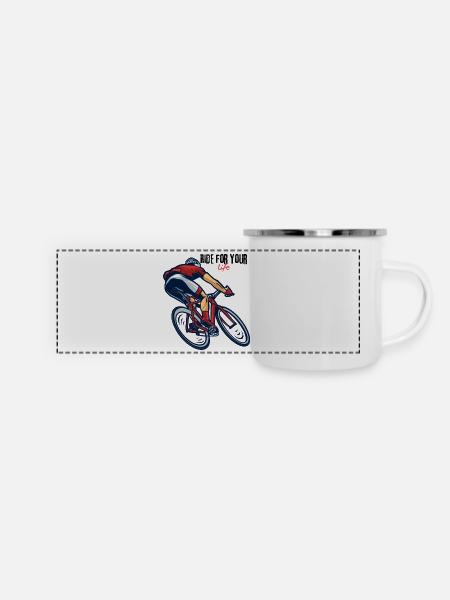 Rennrad gravel geschenk - Panorama Emaille-Tasse - Weiß