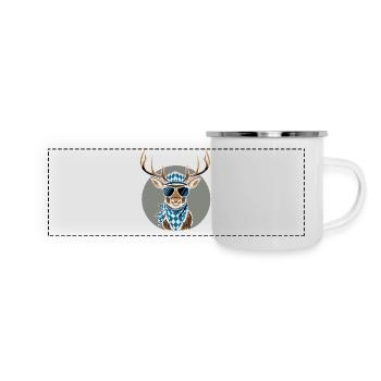 Alpen Hirsch Servus Hirschgeantler Tracht Oktober - Mug panoramique émaillé - blanc - Devant