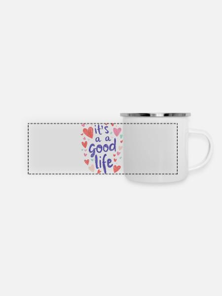 good life - Panorama Emaille-Tasse - Weiß