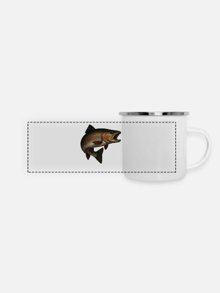 Faszinierende Forelle Am Wasser - Panorama Emaille-Tasse - Weiß