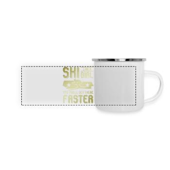 Filles de ski - Mug panoramique émaillé - blanc - Devant
