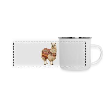 Lama - Panorama Emaille-Tasse - Weiß - Vorne