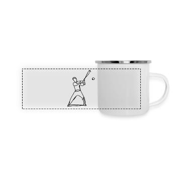 Baseballspieler Zeichnung - Panorama Emaille-Tasse - Weiß - Vorne
