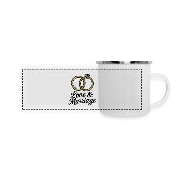 Alliances Amour et Mariage - Love & Marriage - Mug panoramique émaillé - blanc - Devant