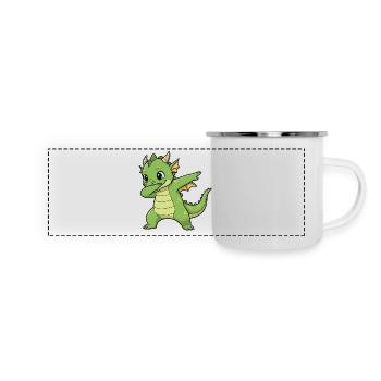 Lustiger Drache Dab Cartoon Design - Panorama Emaille-Tasse - Weiß - Vorne