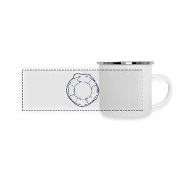 Nautic Design Lifebuoy Line Art Nautical - Panoramic Camper Mug - white - Front