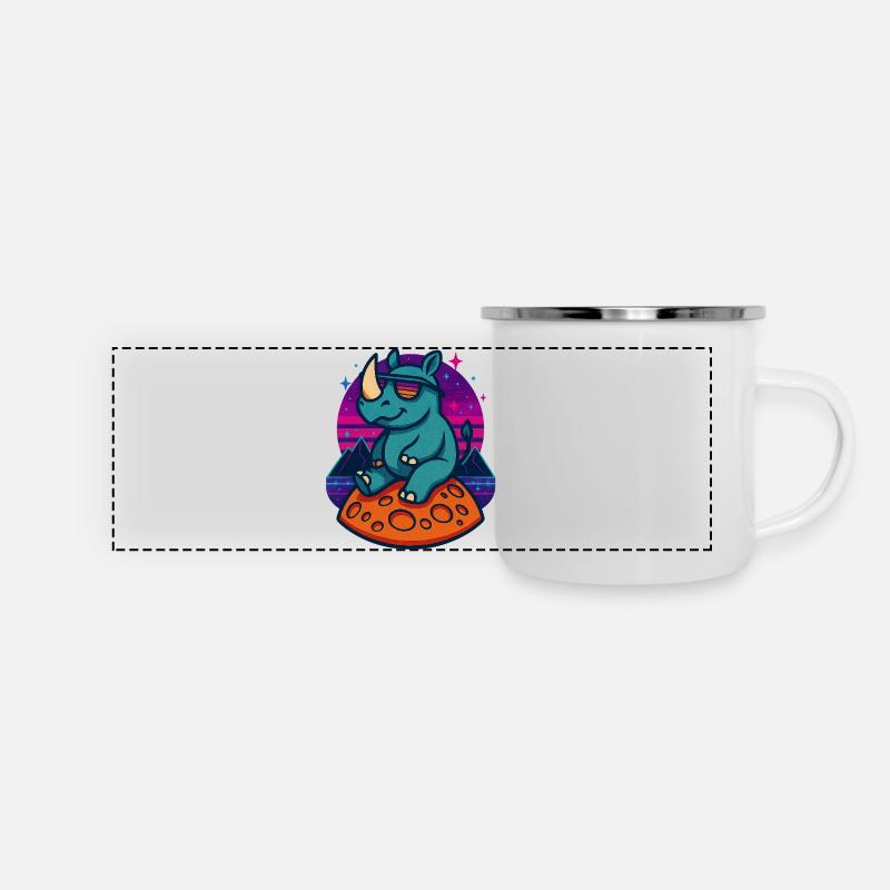 Cosmic Rhino Retro - Panoramic Camper Mug - white