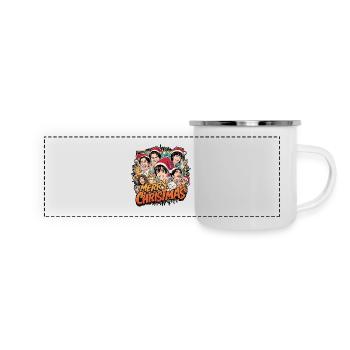 Fröhliche Weihnachtscharaktere Manga Cartoon - Panorama Emaille-Tasse - Weiß - Vorne