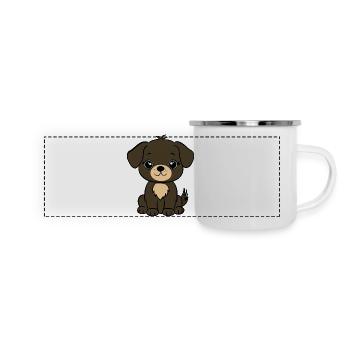Brauner Welpe  - Panorama Emaille-Tasse - Weiß - Vorne