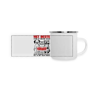 Neuer Job Abschiedsgeschenk Abschiedskollege - Panorama Emaille-Tasse - Weiß - Vorne