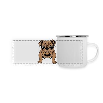 Bulldogge Hunde T-shirt Hundeshirt Geschenk  - Panorama Emaille-Tasse - Weiß - Vorne
