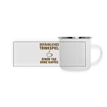 Gefährliches Trinkspiel ohne Kaffee - Panorama Emaille-Tasse - Weiß - Vorne
