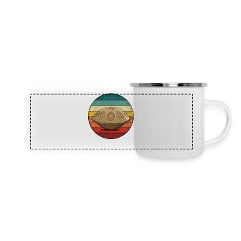 Tambour à main rétro - Mug panoramique émaillé - blanc - Devant