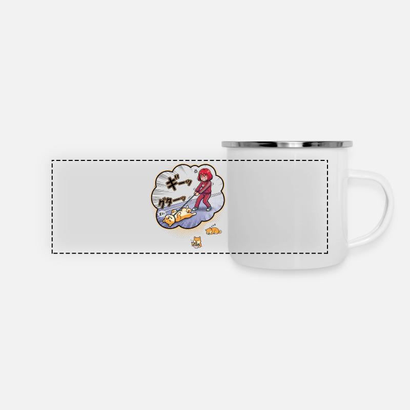 Angry Owner vs Sleeping Dog - Panoramic Camper Mug - white