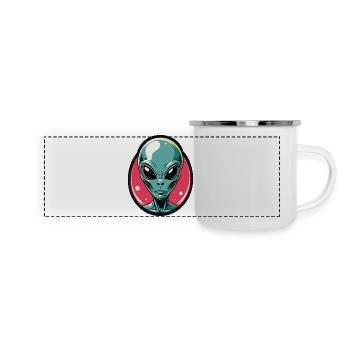 Neon Alien Head Portrait - Panoramic Camper Mug - white - Front