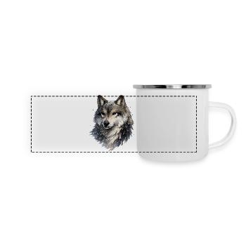 Nebelwolf im Aquarellstil - Panorama Emaille-Tasse - Weiß - Vorne