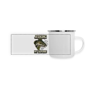 Immer mit meiner Rute zucken Lustiges Angeln Geboren 1949 - Panorama Emaille-Tasse - Weiß - Vorne
