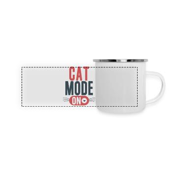 Katzenmodus am Whisker Switch Typografie - Panorama Emaille-Tasse - Weiß - Vorne