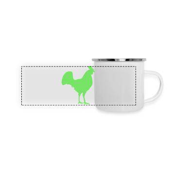 Silhouette du coq Hahn - Mug panoramique émaillé - blanc - Devant