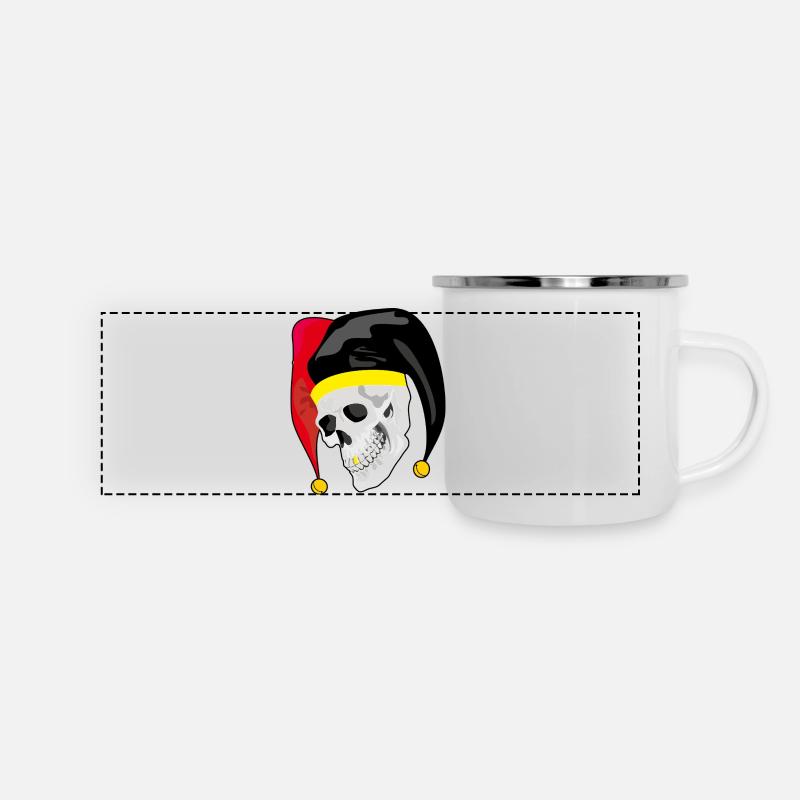 Harlequin Skull: Rebel Style and Gold - Panoramic Camper Mug - white