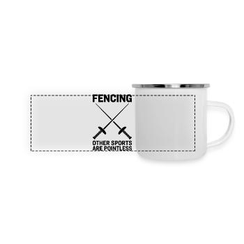 Fechten Sprüche Lustiges Fechten Geschenk - Panorama Emaille-Tasse - Weiß - Vorne